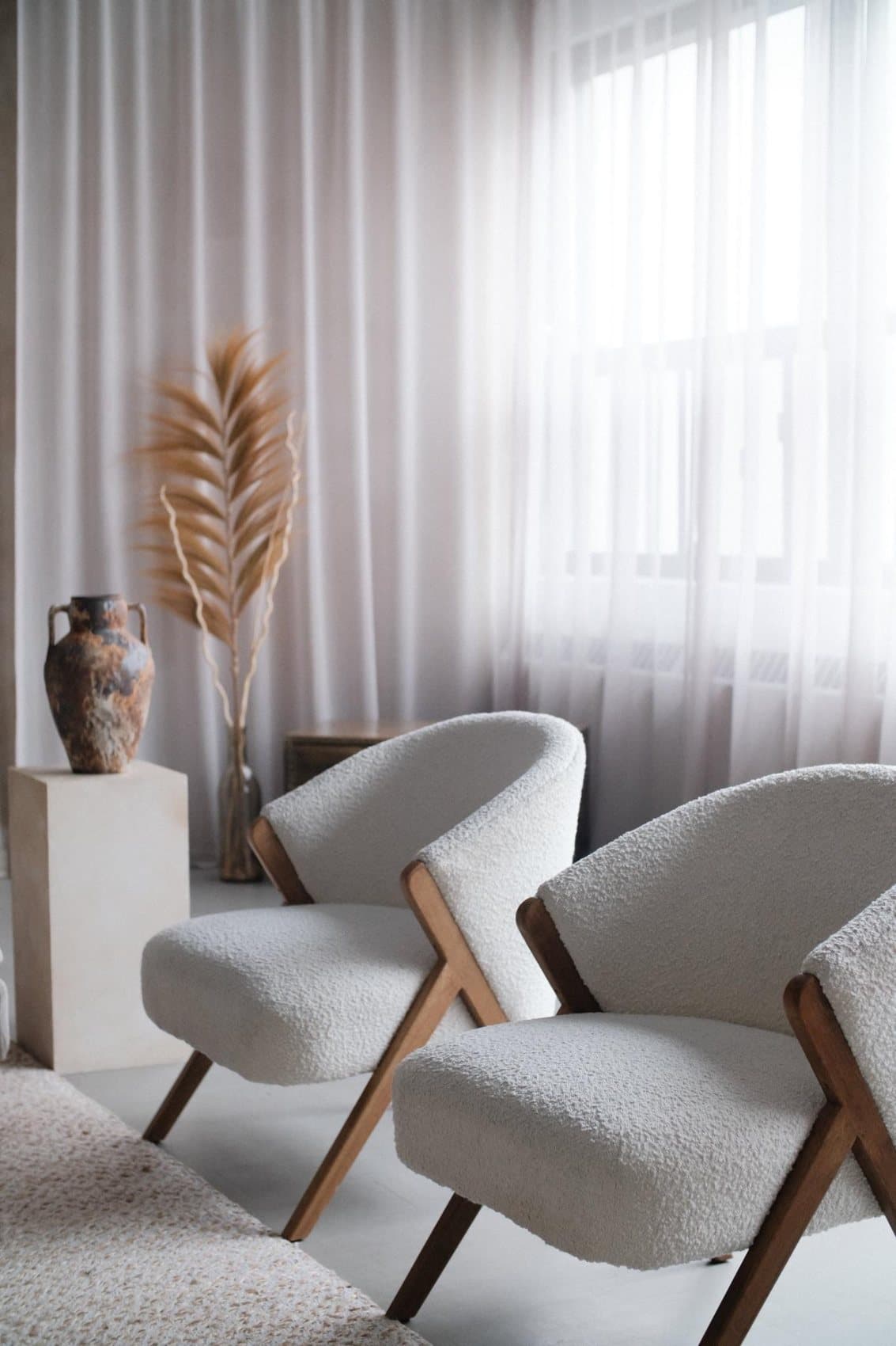 Boucle fabric shown on a finished piece